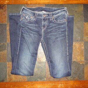 TRUE RELIGION Women's Blue Denim Low Rise "Slim Straight" Jeans Size 28